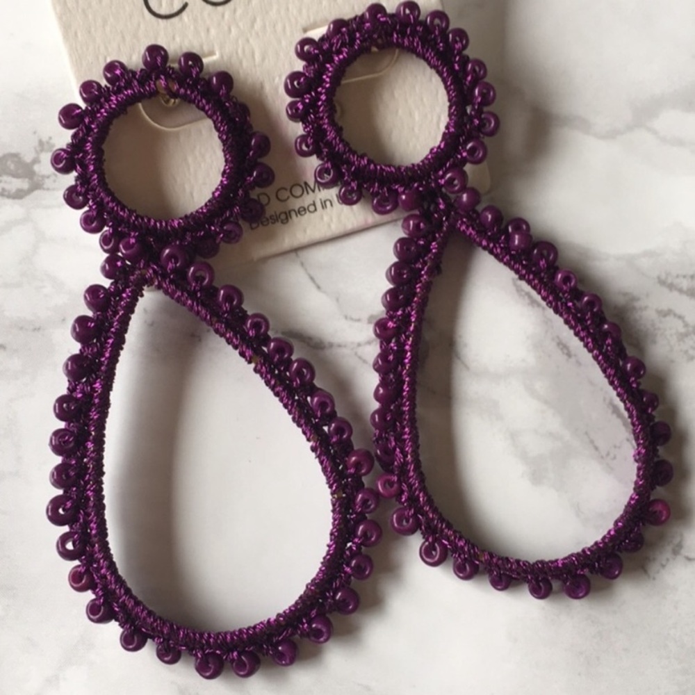 Purple Tear Drop Dangle Earrings
